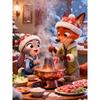 Disney Diamond Painting Judy and Nicks Winter Hot Pot Meal From Zootopia Cartoon Mosaic Diamond Cross Stitch DIY Gift/Home Decor