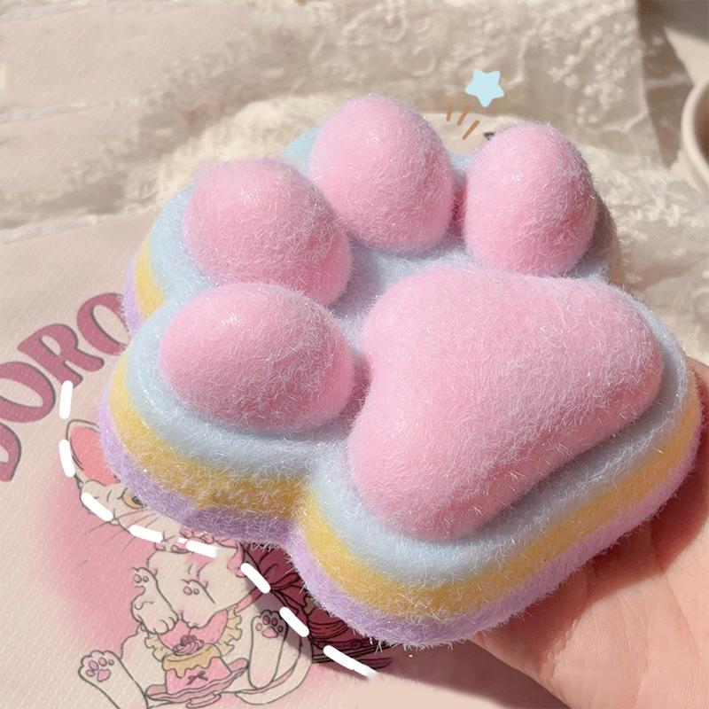 

Милая большая сквиши-игрушка с флокированием в виде кошачьей лапки для снятия стресса, очень большая сенсорная игрушка-непоседа для детей, взрослых, для расслабления при тревоге