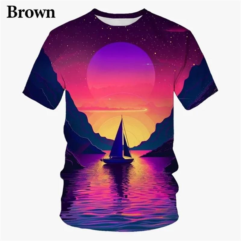 

Пейзаж крутая футболка с 3D принтом для мужчин и женщин модный индивидуальный пуловер повседневная популярная уличная одежда свободные топы футболки 6XL