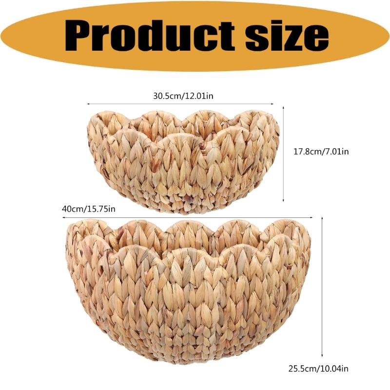 Natural Beige Hanging Basket Set for Small Item Storage, Handmade Wall Basket Pair with Wide Upper Access for Entryway and Bedroom Use