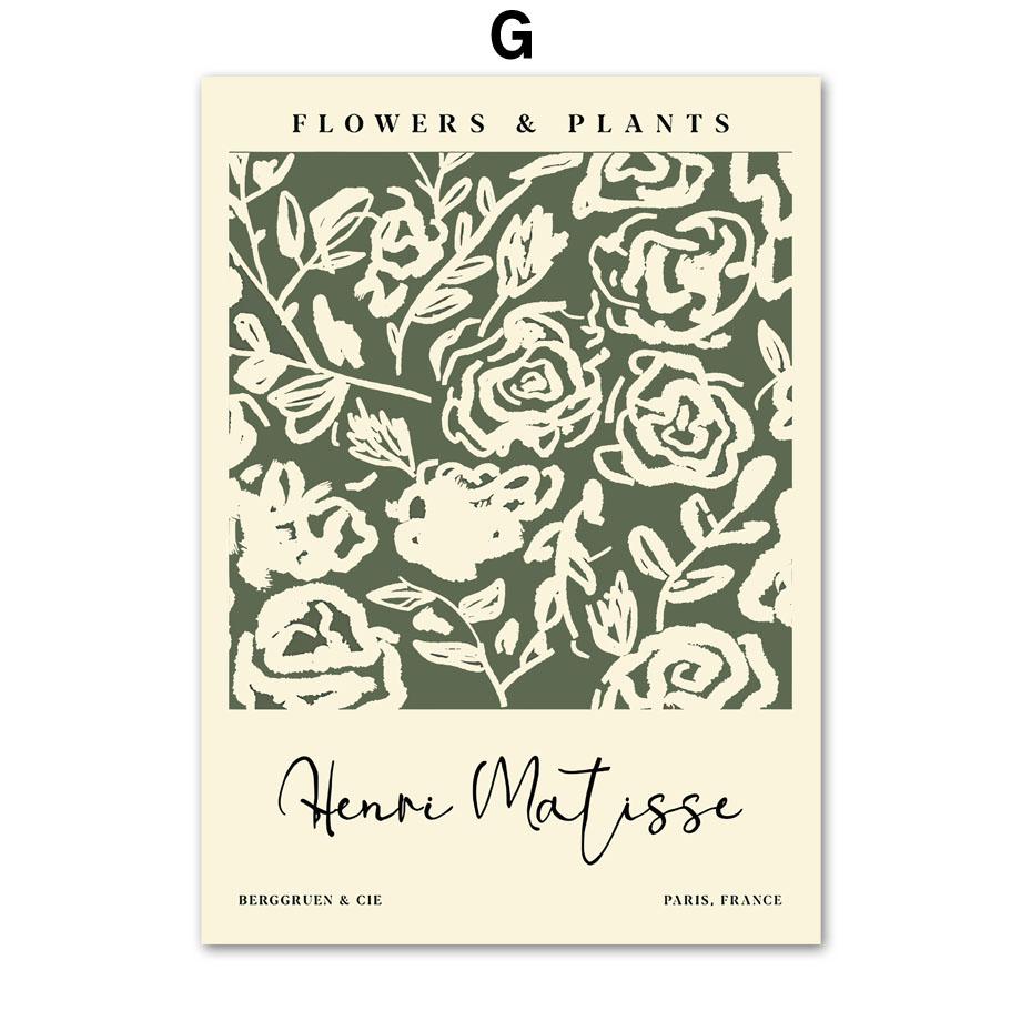 Matisse Abstract Flower Woman Posters Museum Wall Art Print Canvas Painting Sage Green Trendy Wall Pictures Living Room Decor