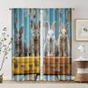 2 Pcs   Filtering Curtains (excluding Rods   Non-movable   Without Batteries) Rabbit for Use In Bedrooms and Living Rooms