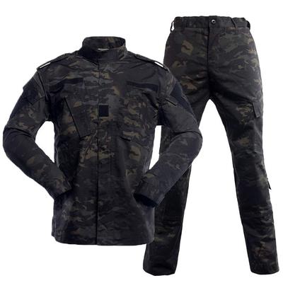 Ubrania Kamuflaż Multicam Black Zestaw Góra i Dół Kurtka BDU Spodnie Wojskowe Gra Survivalowa Odzież Bojowa [GUN FREAK] (L)