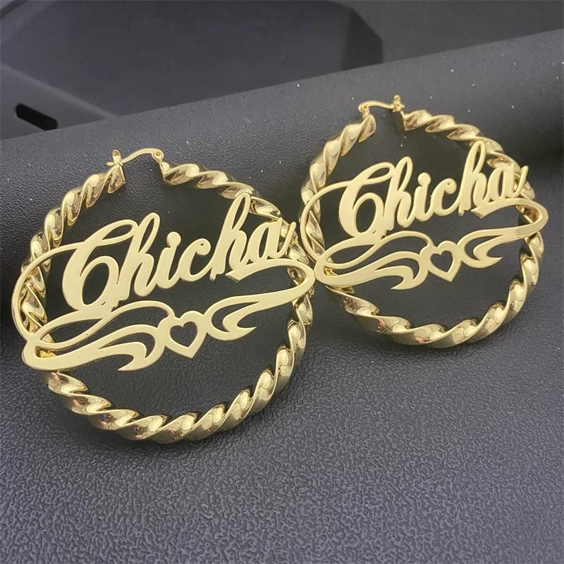 Crystal Name Earrings Nameplate Custom Hoop Earring for women Wedding Trendy jewelry