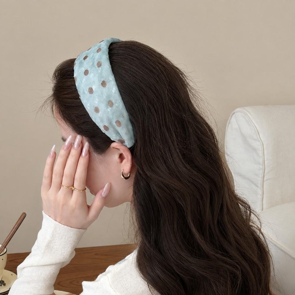 Sweet Wash Face Hair Band Wide Side Hair Accessories French Polka Dots Headband  For Women Girls