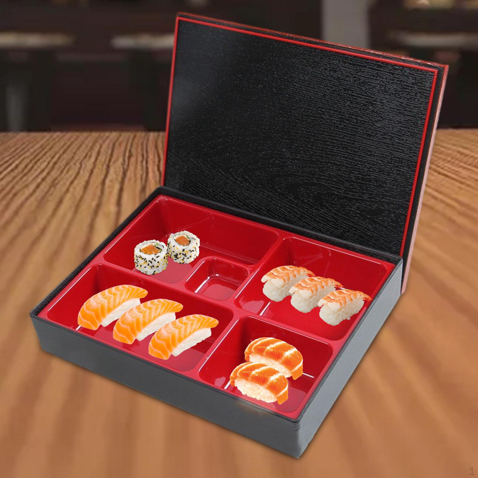 

Японский бенто-бокс для обеда, красный и черный, 5 отсеков, контейнер для еды, сервировочное блюдо для ресторана