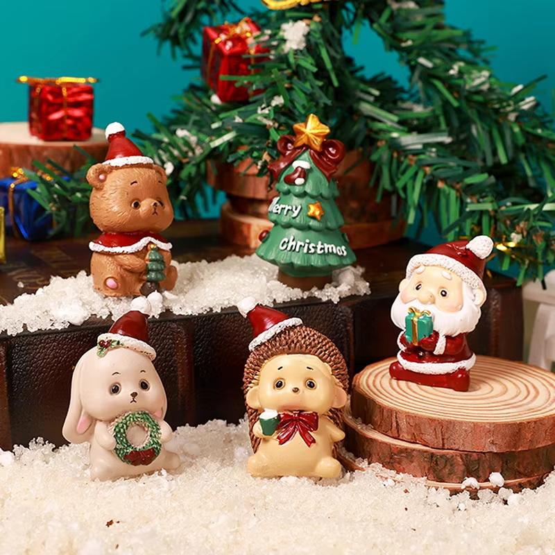 Cute Christmas Resin Animal Craft Mini Creative Ornament for Xmas Tree Party Decor Holiday Souvenir Friend Gift