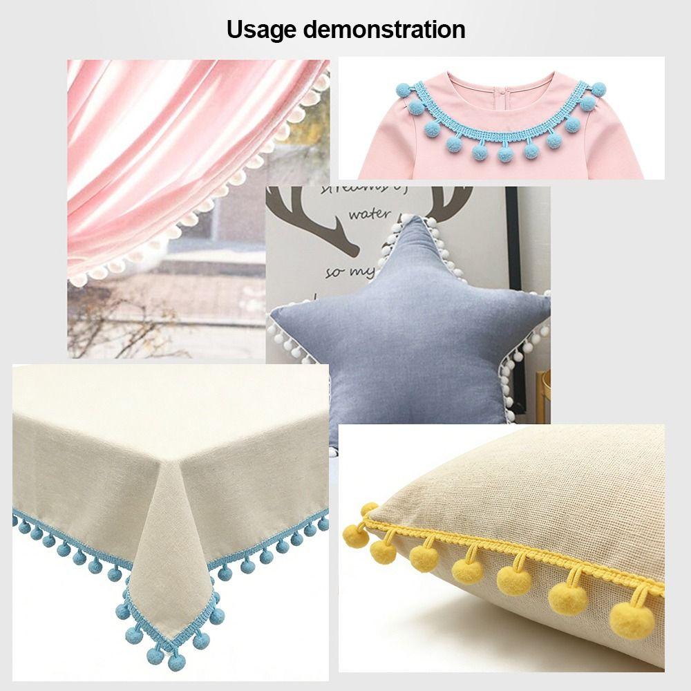 20yard Mini Size Pom Pom Trim 1.2cm Ball Tablecloth Edge Pompom Fringe Ribbon Pillow Decoration DIY Craft Mini Pearl Pompom