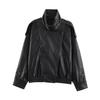 2026 Summer New Arrival: European and American Cross-border Women's Street Fashion Stand Collar Faux Leather Jacket W025 12548
