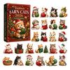 Decorative Christmas Accents Cat Advent Calendar, 24 Day Countdown with Cute Ornaments, Calendar 2D Acrylic Kitty Holiday Decorations, Gift for