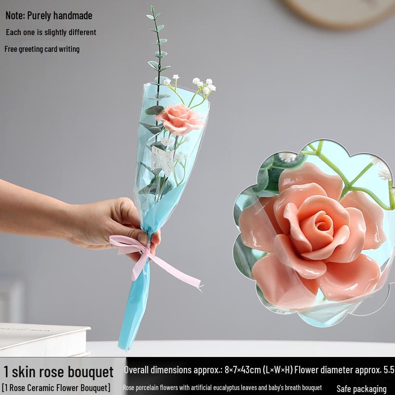 Handmade Ceramic Rose Bouquet - Valentine's Day Gift & Home Decor