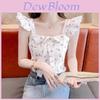 Summer Girl Flower Embroidered 3d Mesh Tank Top With Spaghetti Straps For Casual Wear