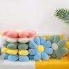 2pcs Daisy Flower Shaped Throw Pillows, Plush Floor Pillow Cushion for Bedroom Sofa Chair Decor (15.7 INCH, White & Blue)