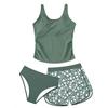 Girls Two Piece Swimsuit Tankini Top and Floral Print Swim Shorts Set Lightweight Quick Dry Fabric Comfortable Fit