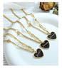 Chic Minimalist Women's Peach Heart Pendant Necklace: European & American Style, Sexy Layered Design with Drip Oil & Steel Beads