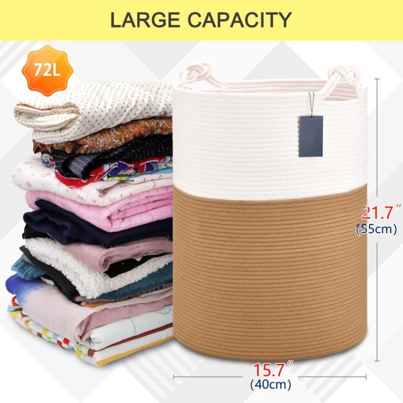 ABWR-Woven Cotton Rope Laundry Basket-Large Capacity Multifunctional For Home Storage Bin