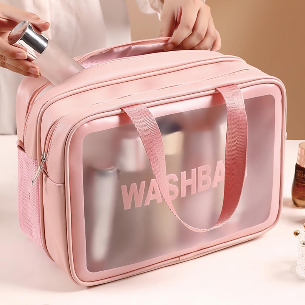 Extra große transparente Make-up-Tasche mit Trocken-Nass-Trennung für unterwegs und zu Hause