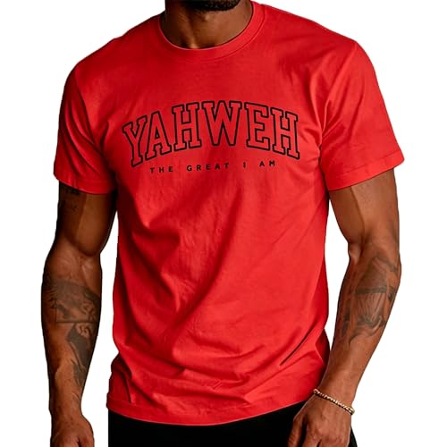 Christian Jesus T Shirts for Men Yahweh T-Shirt Casual Crew Neck Short Sleeve Tee Bible Verse God Faith Religious Graphic Tee