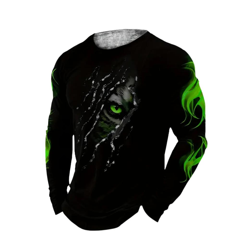 Men's Clothing 3D Printed Flame-printed T-shirt Casual Round-neck Long-sleeve Top for Daily Wear Streetwear Sports T-shirt Y2k