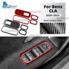 Real Soft Carbon Fiber Car Window Lift Control Frame Trim Sticker For Mercedes Benz A CLA Class W177 W118 C118 2020-2024 2025