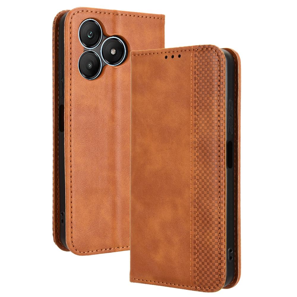 

For Wiko T20 Case Retro PU Leather Flip Phone Cover Magnetic Absorption Brown