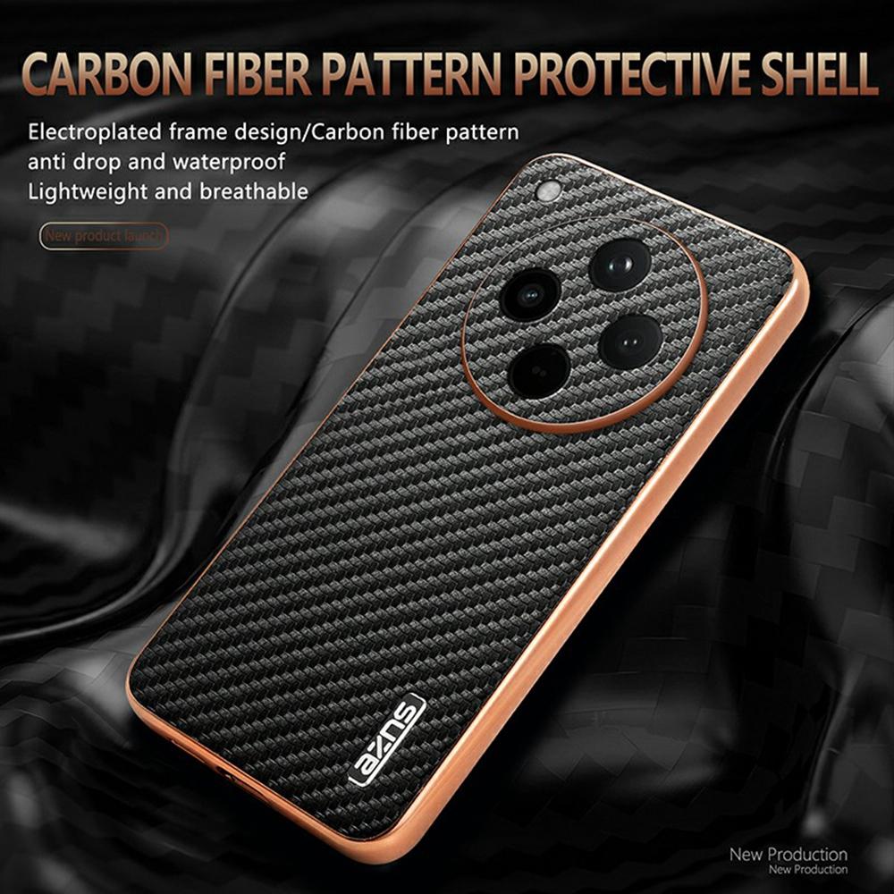 AZNS For Oppo Find X8s+ 5G Case Electroplating Carbon Fiber Texture PU + TPU Phone Cover