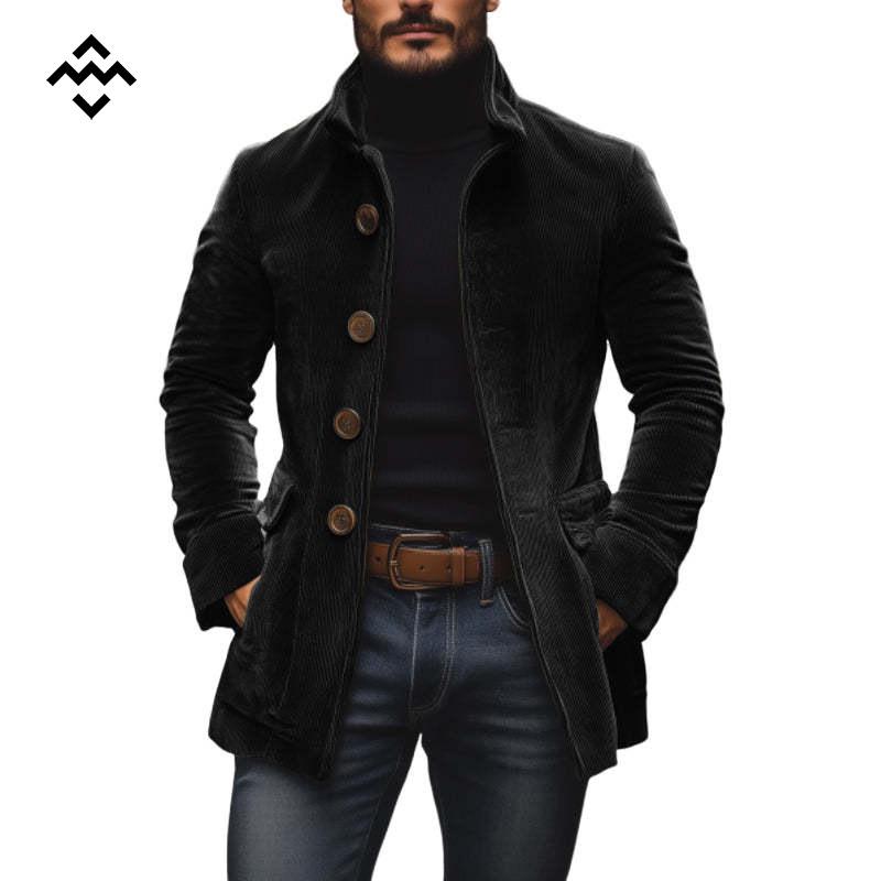 Men's Solid Color Stand Collar Cardigan Suit Windbreaker for Spring/Autumn