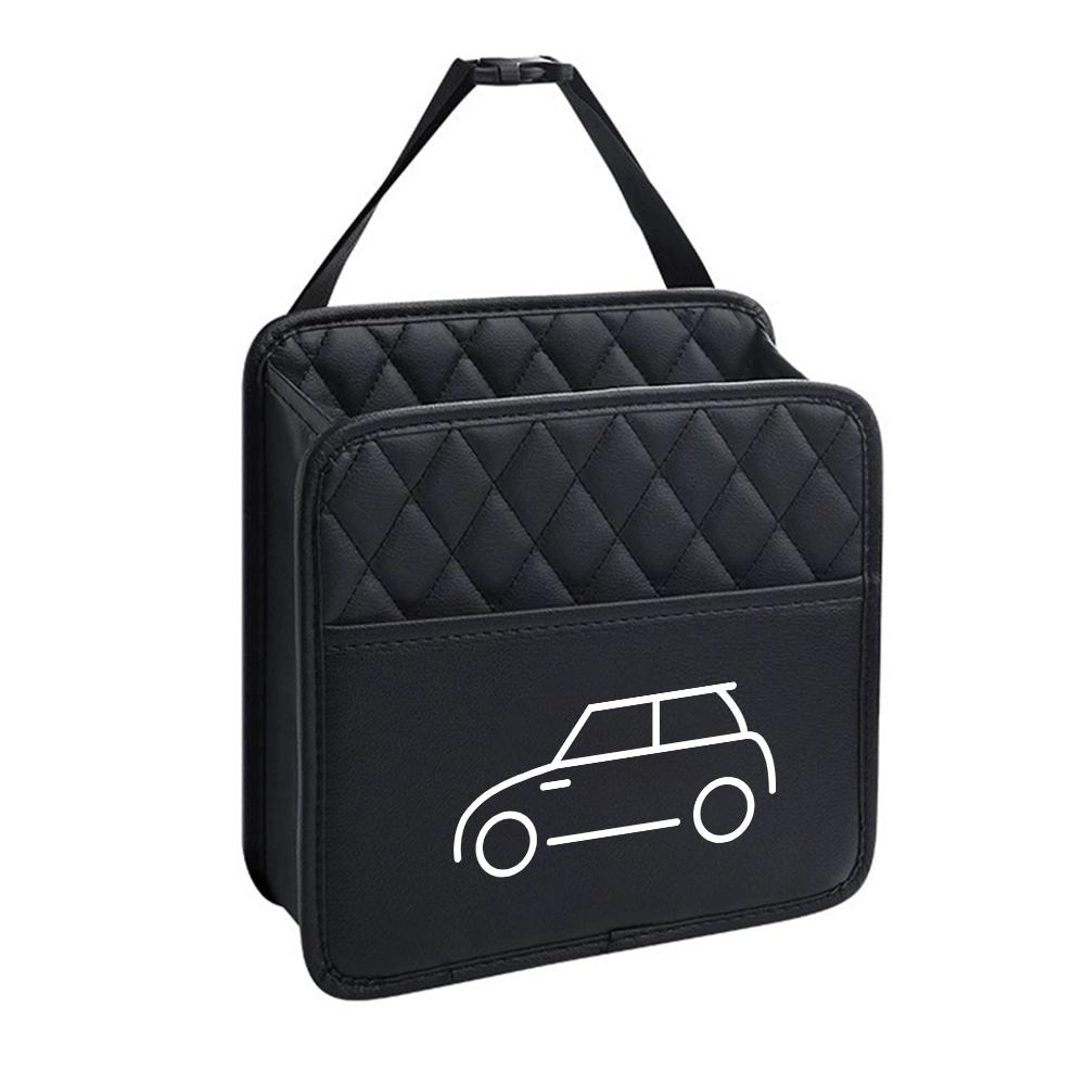 Leather Car Seat Back Tissue Water Cup Holder Storage Bag Phone Pocket For MINI Cooper S Works JCW R55 R56 R50 R53 R60 Clubman ulqch44