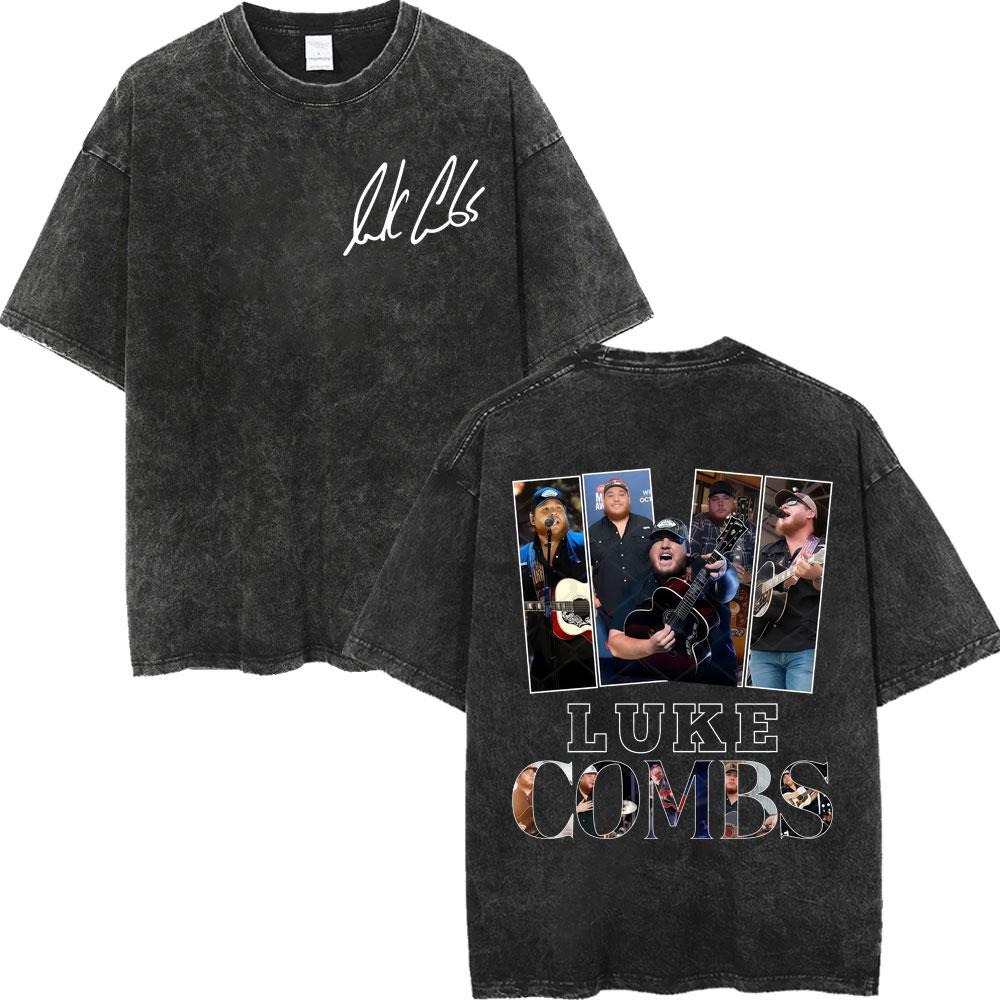 Vintage Washed Luke Combs Tour  Print Tshirt Men Women Summer Casual Fashion Tshirts High Quality Cotton Oversized T Shirt