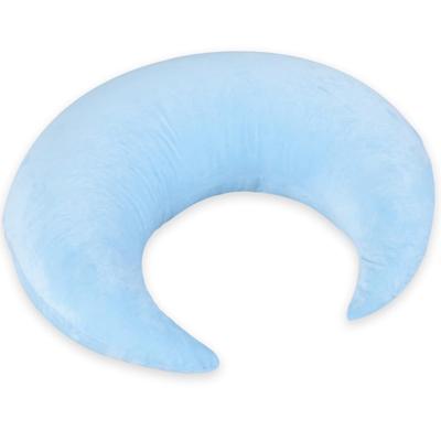 Almofada de encosto em forma de crescente, macia e flexível, perfeita para os braços do bebê, brincadeiras, amamentação e muito mais. Inclui uma capa lavável (azul claro).