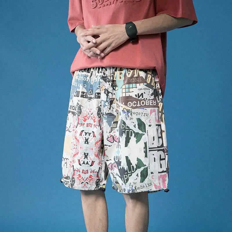 Men's Summer Thin Printed Shorts Loose Outer Wear Casual Five-point Pants Sports Quick-drying Sweat-absorbing Breathable Beach Pants