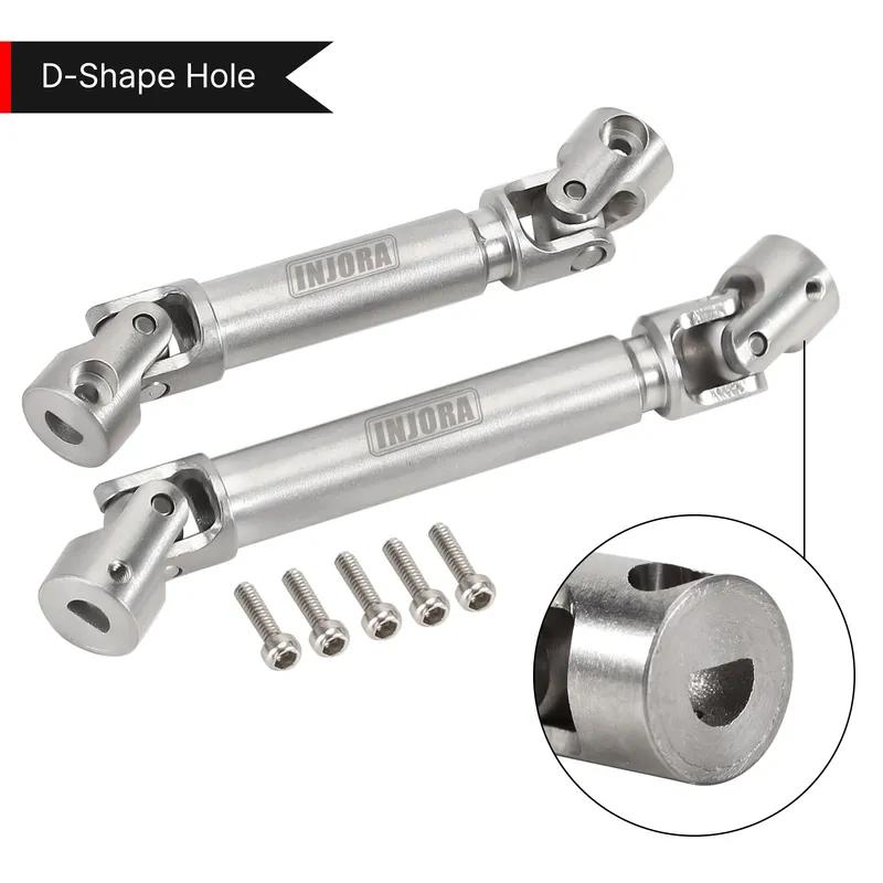 INJORA Stainless Steel Center Drive Shaft D-Shaped Hole For 1/24 RC Crawler Axial SCX24 Jeep JLU C10 Bronco Base Camp 4Runner