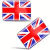 2 X 3D kupolové samolepky Decals UK Spojené království Vlajka Union Jack Velká Británie Auto Motocykl Helma Černý Stříbrný Znak na auto