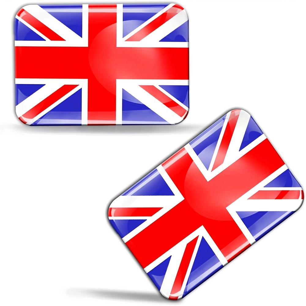 2 X 3D kupolové samolepky Decals UK Spojené království Vlajka Union Jack Velká Británie Auto Motocykl Helma Černý Stříbrný Znak na auto