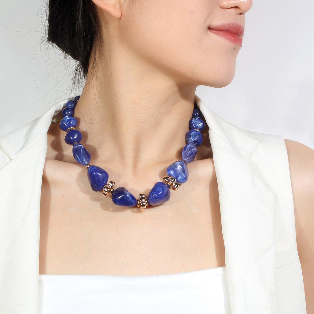 Bohemia Resin Stones Pendant Necklace for Women Statement Chokers