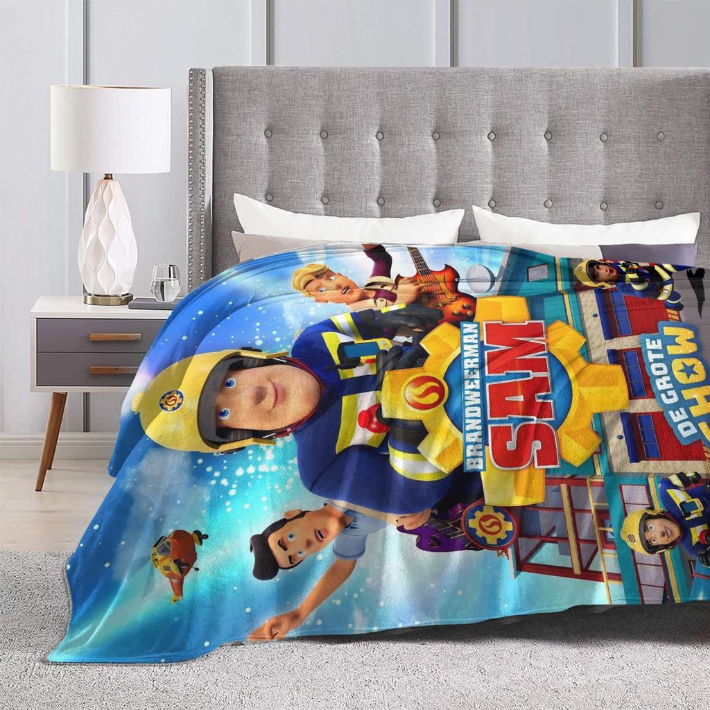 Fireman Sam Flannel Throw Blankets British Children Television Blanket for Home Bedroom Warm Bedroom Quilt