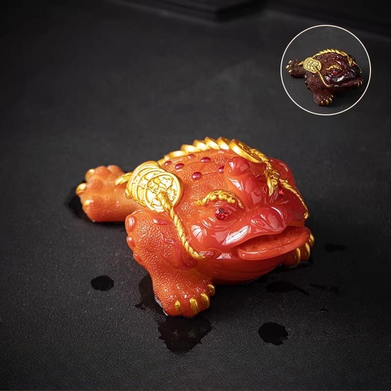 Colorful Golden Toad Tea Pet Three Legged Tabletop Tea Game Lucky Toad Chinese Tea Ceremony Accessories Home Decor Ornaments красный