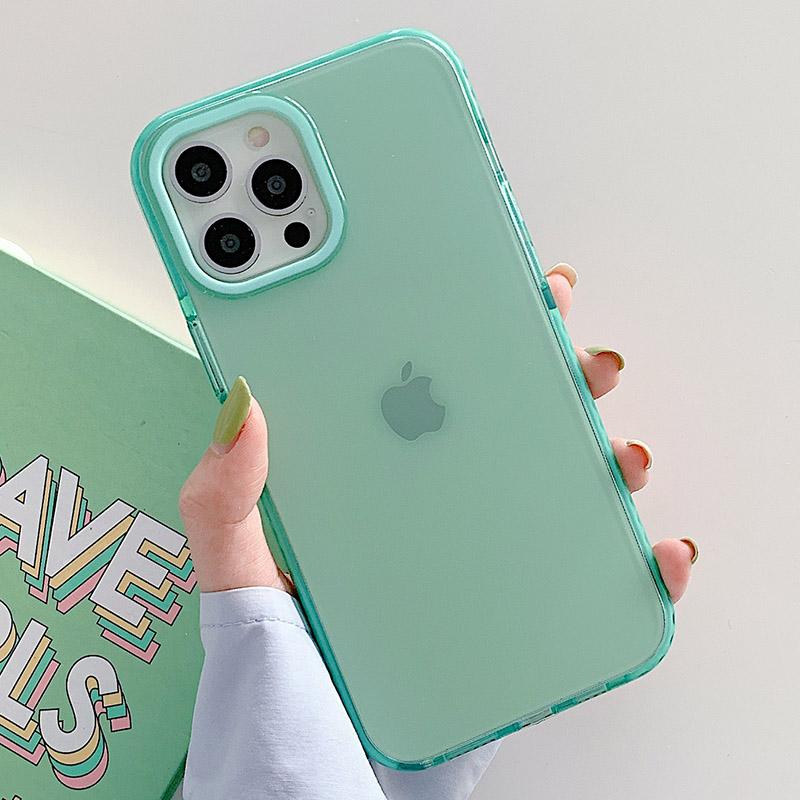 Neon Fluorescent Color Phone Case For iPhone 17 16 15 14 Pro Max Air 16e 11 12 13 Mini Frame Protective Silicone Cover