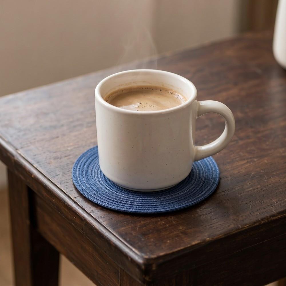 6Pcs Round Round Coasters White Table Coasters Quick Dry Woven Coasters Coffee Bar