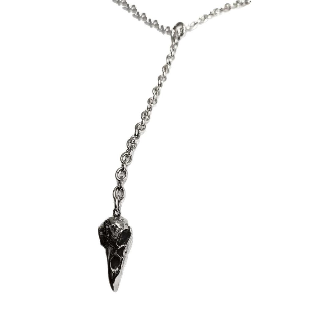 Mysterious Crow Skull Gothic Chain Necklace Metal Adjustable Length Neckchain Unisex Fashion Accessory for Party