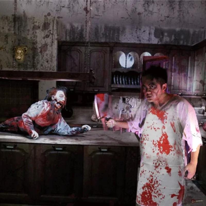 Halloween Bloody Apron Horror Cosplay Costume Scary Party Decoration Trick or Treat Prop Vampire Costume Bloodstain Apron