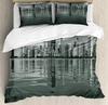 Skyline Duvet Cover Set for Adults Queen King Lightweight Quilt Cover with 2 Pillowcases City Buildings Bedding Set No Comforter