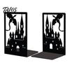 Decorative Bookends 1 Pair Metal Dragon Bookends, Fantasy Castle Book Ends Texture for Shelves, Heavy Duty Gothic Holders Home Office Library