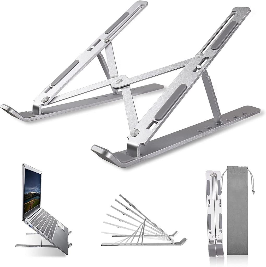 SGIN Laptop Adjustable Computer Tablet Laptop PC High Improves Relieves Back Pain and Easy to Aluminum Silver Stand, 6-Level Height, Stand, Stand,