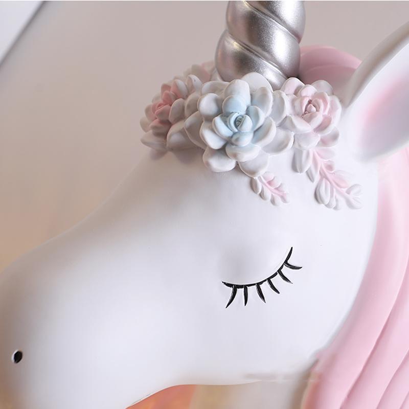 Cartoon Kids Baby Wall Hanging Light LED Resin Unicorn Lamp AC220V Blue Pink Wall Lamp for Princess Girl Bedroom Decoration