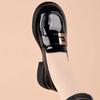 2024 Britischer Stil Vintage Slipper Lackleder Loafer für Damen mit Blockabsatz und Metallschnalle