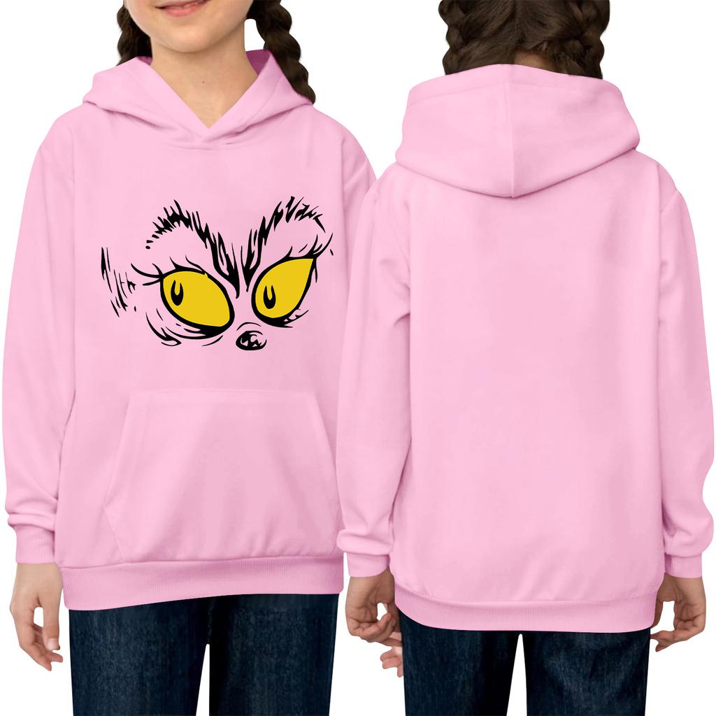 Children's Long-sleeved Loose-fitting Pullover Hoodie With Drawstring And Solid Color