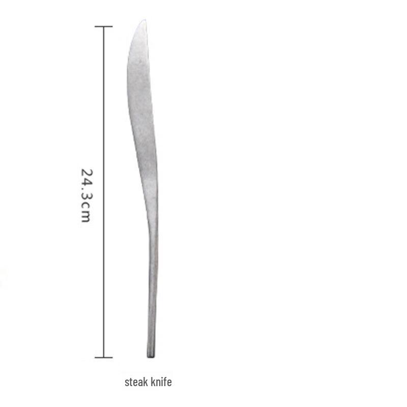 ZISIZ Frosted Silver Stainless Steel Steak Knife