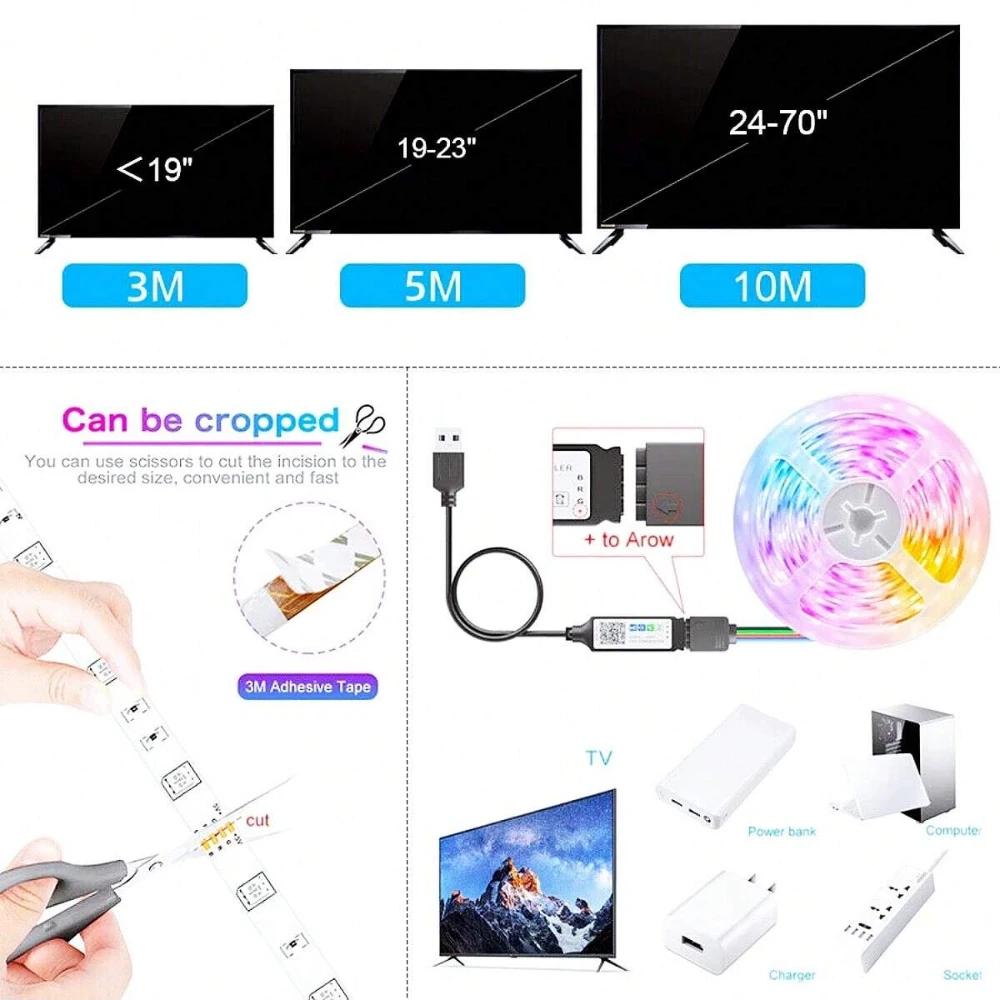 1-30M/100FT LED Light RGB Strip 5050 Tuya Wifi APP Control Lus Led Light Strip Lighting Music Sync for Party PC TV Living Room