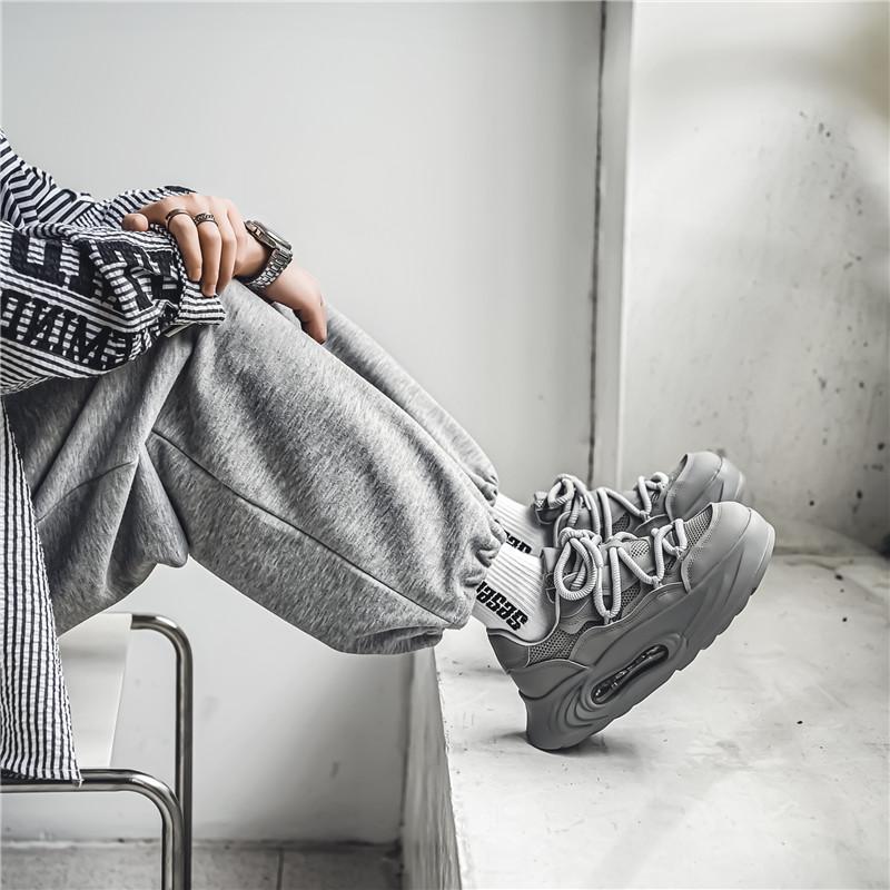 Herrskor Platt Mesh Andningsbara Casual Sport Tjock Sula Trend Alla Utomhus Gång Löpning Sneakers Mode Student Board Shoe